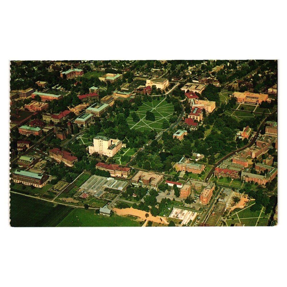 Ohio State University Campus Aerial View Vintage Postcard College Columbus Ohio